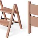 2 Step Ladder, Aluminum Lightweight Folding 2 Step Stool with Anti-Slip Wide Pedal,330lbs Capacity Steel Ladder for Office and Household(Light Peach Pink)