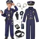 Costumerry Police Officer Costume for Kids Deluxe Cop Police Costume for Boys Pretend Play Set Halloween Cosplay Party (5-7 Years)