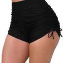 Halcurt Women's High Waisted Swim Board Shorts Tummy Control Side Tie Adjustable Tankini Swimsuit Bottoms, Size S