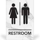MitUSA ADA Compliant, Unisex Bathroom Room Sign, Raised Icons, & Grade 2 Braille - Includes Adhesive Strips for Easy Installation - 6" W x 9" H Made in the U.S.A. (Quartz, 1-Pack)