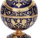 K COOL Windproof Ashtray with Lid Metal Portable Cigarettes Ashtrays for Outdoors Indoors Hand Stamped Pattern Smoking Ashtray Fancy Gift for Men Women(Navy Blue)