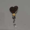 Cheetah Leopard Heart Badge Reel Holder ID Name Retractable Clip Lanyard with Cute Beaded Print Bengals Zoo Keeper Glitter Bling for Nurse Nurses CNA CMA Nursing Healthcare Golden Supplies