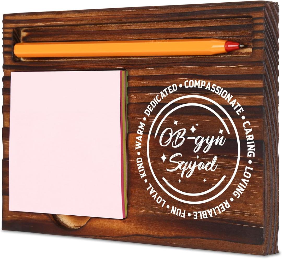 TRCENDE OB-gyn Squad Gift for Obstetricians and Gynecology Staff, Wooden Note Pad Holder with Pen Slot, Appreciation Office Decor XBT49