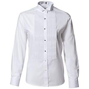 Women's Pleated Wing Collar Tuxedo Shirt 6