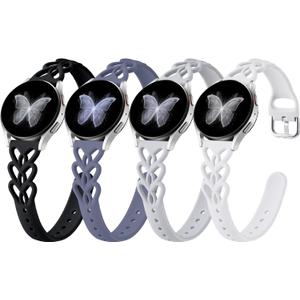 Wepro 20mm Thin Braided Silicone Band: for Samsung Watch Bands Women for Galaxy Watch 7 6 5 4 FE 40mm 44mm 6 4 Classic 43mm 47mm 42mm 46mm 5 Pro 45mm 3 41mm Active 2, Slim Heart Lace Breathable Strap