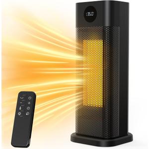 Space Heater - 1500W PTC Ceramic Tower Heaters for Indoor Use with Adjustable Thermostat, Timer and Remote Control, Quick 1s Heat-up 70 Oscillation Electric Heater for Office, Bedroom, Room, Home