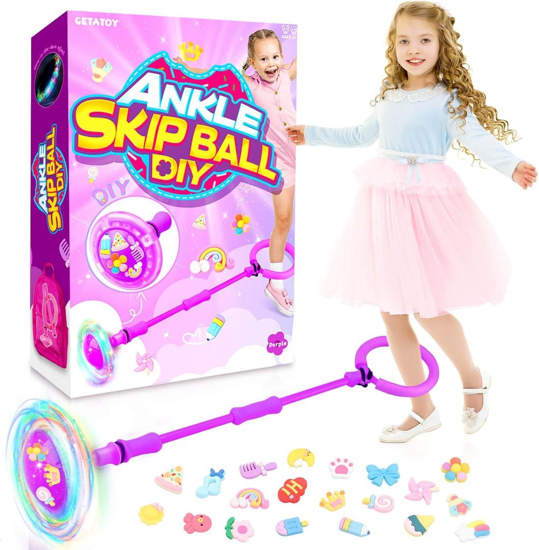 Ankle Skip Ball for Kids: Toys for 4-8 Years Old Girls, Outdoor Toys Gifts for Kids Ages 8-12 6-8 Skip Toy 8 Year Old Girl Birthday Gift (Purple)