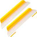 2 Pack 14 Inch Car Drying Squeegee Yellow Longer Silicone Water Squeegee Window Shower Blade Automotive Squeegees Flexible Auto T-bar Rubber Squeegees for Car Windshield Glass Bathroom Wash Tool