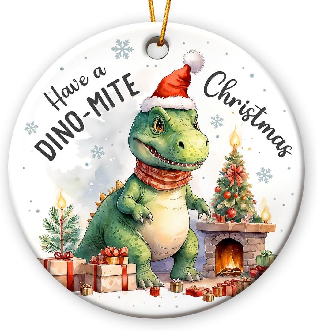 8 x Dinosaur Ornaments for Christmas Tree 2025 - Dinosaur Lover Gifts for Friends, Coworkers, Family, T Rex Ornament for Christmas Tree, Animal Lovers Gifts for Women, Christmas Decorations Indoor