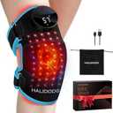 HALIDODO Red Light Therapy & Vibration Massage Knee Brace - Rechargeable Controller, 660nm&850nm Red Light Therapy Heated Device for Knee/Joint/Elbow/Shoulder, Blue