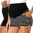 fitglam Women's Maternity Shorts Over Belly Pregnancy Lounge Workout Running Pajama Sleep Shorts with Pockets, L