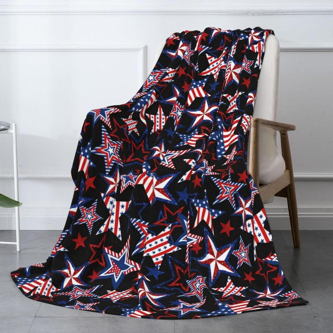 American Patriotics Blanket Skirt Stars and Stripes 4th of July Memorial DayChristmas throw blanket travel blanket Warm Flannel Fleece Blankets Cozy Soft Blanket Gifts for Women Men Girls Boys 50"x40" (Black2)