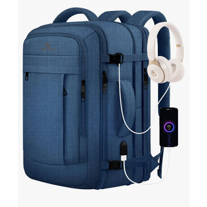 Large Travel Laptop Backpack for Men, 50L Carry On Backpack, Expandable Laptop Bag Water Resistant Overnight Weekender Gym Daypack Traveling Backpack, Traveler Gifts, Blue