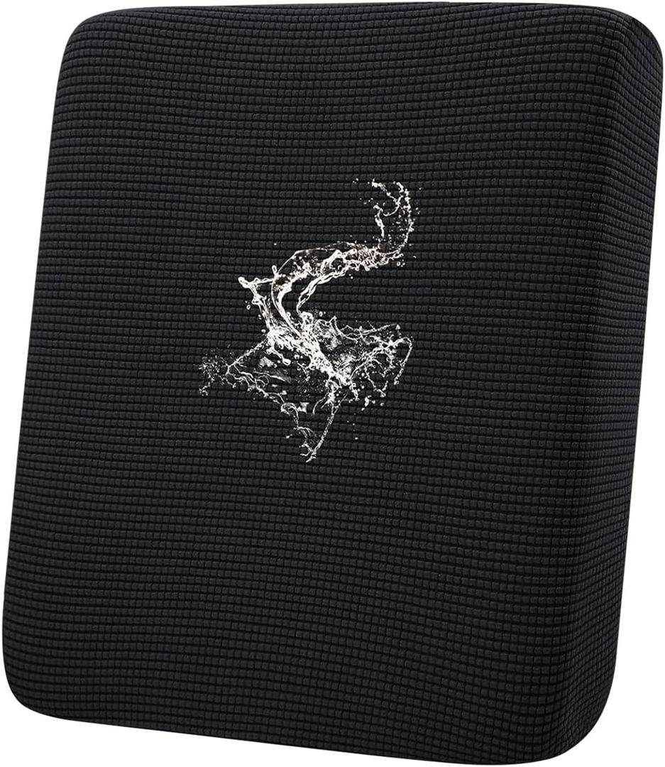 hyha Waterproof Couch Cushion Covers for Pets, Non Slip Sofa Seat Cover for Dogs Washable, Soft Thick Stretch Jacquard Fabric, Sofa Slipcovers with Elastic Bottom (1 Piece for Backrest L, Black)