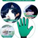 DELOMO Pet Hair Remover Gloves, 255 Tips, Deshedding Glove for Dog and Cat, Gentle De-Shedding Glove Brush, Green, 2 Count