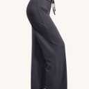 VALANDY Creamlush Drawstring Wide Leg Pants for Women Lounge Yoga Pants (Black)