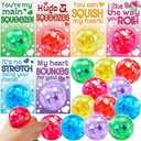 JOYIN 24 Packs Valentine's Day Stretchy Balls with Cards, Classroom Exchange Gift for Kids, Valentine's Party Favors, Classroom and Holiday Reward Prizes, Stress Relief Stretch Balls