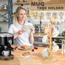 8 Hooks Large Capacity Mug Holder Tree, Bamboo Mugs Trees for Counter, Detachable Cup Stand Holders Coffee Bar Accessories
