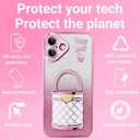 tharlet Kickstand for iPhone 16 Case with Stand [with Makeup Mirror] Cute Glitter Luxury Plating Edge Bumper with Full Camera Lens for iPhone 16 Phone Case, Pink (6.7")