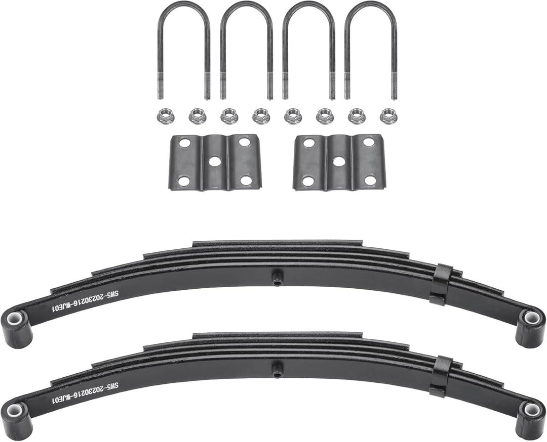 Youxmoto 5 Leaf Springs 3500lb Single Trailer Suspension & U-Bolt Kit; for 5200lb-6000lb Axle, 1-3/4" Width, 25-1/4" L, 9/16" Bushing Dia, Fits for SW5
