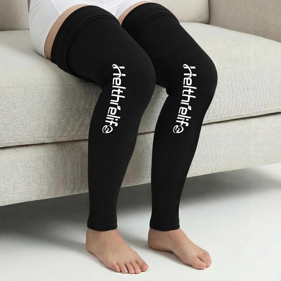 2-Pack Entire Leg Ice Pack Wrap with Strap and Cutting-Edge Cooling Gel for Cold Therapy, Full Leg LCE Pack for Muscle Soreness & Pain from Foot, Calf to Thigh After Post-Surgery