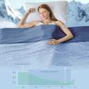 Cooling Blanket Queen Size, Cooling Blankets for Hot Sleepers, Absorbs Heat to Keep Body Cool for Summer Nights Sweats, Cold Blanket for Bed Couch Sofa, Ice Blanket 90x90 Inches, Blue