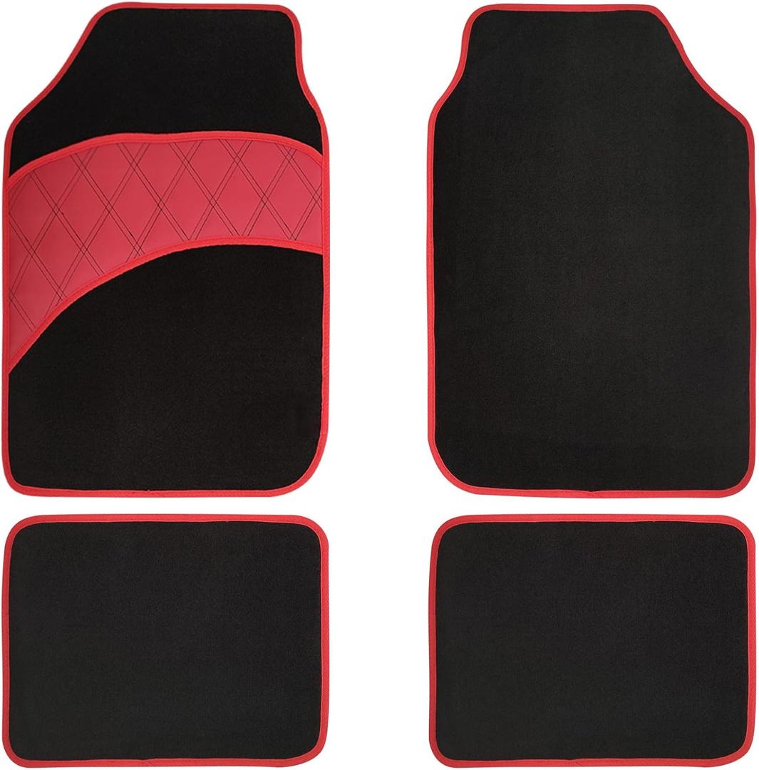 COLINOO 4 Pcs Car Floor Mats All Weather Universal Fit Car Mats Full Set for Car SUV Van & Truck (Red)