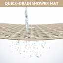 OTHWAY Square Shower Mat, 27"x 27" Extra Large Shower Mats for Inside Shower, TPE Anti Slip Shower Mat with Suction Cups Drain Holes, Machine Washable Shower Floor Mat (Brown)