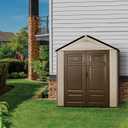 Rubbermaid Resin Outdoor Storage Shed With Floor (7 x 3.5 Ft.) Weather Resistant Brown/Grey Organization for Home/Lawn Mower/Backyard Equipment/Bike Storage/Pool Supplies