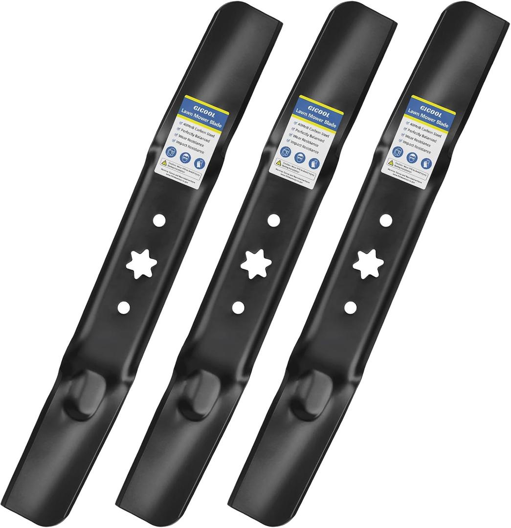 GICOOL 942-05056A Mower Blades with 6 Star Hole for 54" MTD/Cub Cadet/Troy-Bilt Mower Deck, Replaces OEM 742-05056, 942-05056, 742-05056A, CMXGZAM110143, Fits Troy-Bilt XT1 ST54 L54 RZT54, 3-Pack