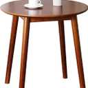 28.3" Small Round Dining Table for 2, Wooden Space-Saving Kitchen Dinner Table Rustic Wood Dining Table Mid Century Modern Kitchen Table (Brown)
