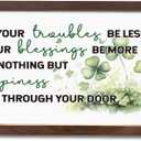Lucky Shamrocks Decor, Irish Blessing Decor Signs, Farmhouse Shamrock Artwork for Wall Decoration, Home Office Decors, St. Patrick's Day Gift for Housewarming, 15×7.5×0.3 inches