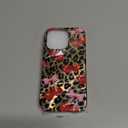 Cherry Bow Cheetah Print Glitter Phone Case for iPhone 15 Pro 6.1",Trendy Cute Retro Brown Leopard Pink Bows Aesthetic Bling Protective Girly Cover for iPhone 15pro 6.1in