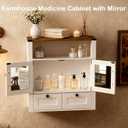 M METERXITY Bathroom Wall Cabinet, Farmhouse Medicine Cabinet with Mirror, Drawer, Barn Doors, Over the Toilet Storage Cabinets Wall Mounted for Bathroom Kitchen Laundry Entrance, Rustic, 24 inches x 25 inches x 8 inches