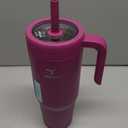 REDUCE Chiller Vacuum Insulated 40 oz Tumbler with Spill-Proof Silicone Straw - Sustainable Tritan Lid with Water Intake Markers - Soft Sit Base Travel Mug - Dishwasher Safe - Berry Bliss