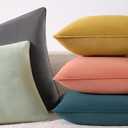 Throw Pillow Covers 16x16 Set of 2  Solid Decorative Pillow Cases for Couch, Sofa, Bed  Square Cushion Covers with Piping (No Insert) Slate Blue
