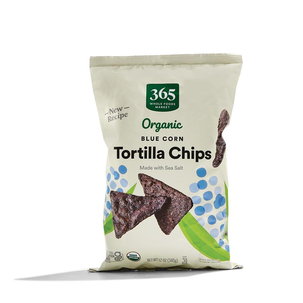 365 by Whole Foods Market, Organic Blue Corn Tortilla Chips, 12 Ounce (EXP 10/27/26)