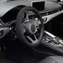 KAFEEK Elastic Stretch Steering Wheel Cover,Warm in Winter and Cool in Summer, Universal 15 inch, Microfiber Breathable Ice Silk, Anti-Slip, Odorless, Easy Carry,Black