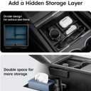 Wigoo Center Console Organizer for Tesla Model Y Juniper (Only Premium & Performance 2025 2026) and All Model 3 Highland Accessories [Double-Layer Storage, Smooth Sliding] 4PCS Black