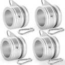 Flag Pole Rings, Aluminum Alloy Flag Pole Clips Swivels 360 Rotating Anti Wrap Mounting Ring with Carabiner, Flag Pole Kit Parts, 1 Inch -Pack of 4, Silver