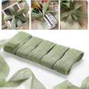Waydress 5 Roll Sage Green Ribbon 15 yd 1-1/2 Inch Crinkle Chiffon Ribbon Handmade Tulle Fabric Silk for Christmas Decoration, Gift Wrapping, Wedding Invitations, Bridal Bouquets Wrapping
