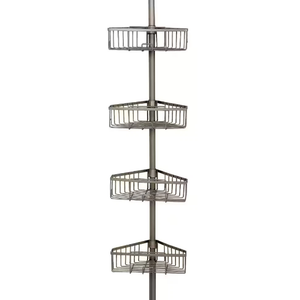 4 Tier Tension Pole Shower Caddy In Satin Nickel Adjustable Height & Shelves