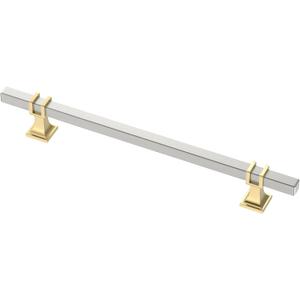 Alzassbg 10 Pack Satin Nickel and Gold Cabinet Pulls, 7-1/2 Inch(192mm) Hole Centers Kitchen Hardware Square Cabinet Handles for Cabinets and Drawers AL3094KGP-BSN