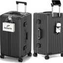 feilario 26in Super Large Captain Aluminum Frame Hardside Spinner Wheels Luggage, Zipperless Checked Suitcase with Cup Holder/Phone Holder