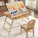 27.5" H Folding Puzzle Table with Drawers for 1500 Piece, 34" x 26" Jigsaw Puzzle Board with 4 Adjustable Tilting Angles, Portable Puzzle Table with Protective Cover for Adults