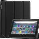 Tablet Cover for Amazon Kindle Fire 7 12th Generation (2022 Release), Ultra Slim Folio Stand Lightweight Leather Case for All-New Kindle Fire HD7 12th Gen 7" (KST-Black)