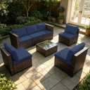 12 Pcs Patio Cushion Covers, Outdoor Rattan Sectional Sofa Cushion Covers, Replacement Washable & Reusable Furniture Protector for Patio Couch (12Pcs-Blue, 24 * 24 * 3.15-inch)
