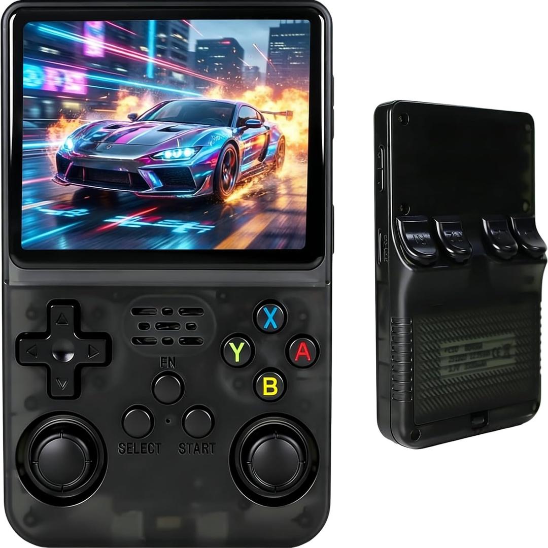 R36s Retro Handheld Game Console, 640x480 Retro Gaming Console 3.5 Inch IPS HD Screen, 64GB Built-in 15,000+ Classic Game with Portable Hand Held Open Source Linux System, 3500mAh Battery