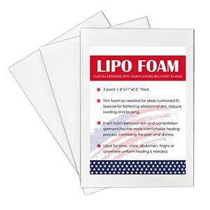 KUSMOO 3 Pack Lipo Foam Pads - Post Surgery Ab Board Liposuction Surgery Flattening Abdominal Compression Lipo Foam Sheets 8" x 11"