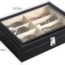 CO-Z Leather Multi Sunglasses Organizer for Women Men, Eyeglasses Eyewear Display Case with 8 Slots, Jewelry Watch Organizer, Sunglasses Jewelry Collection Case, Sunglass Glasses Storage Holder Box